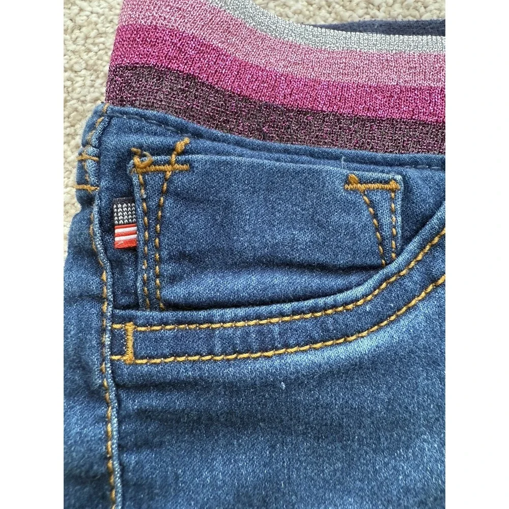 VIGOSS Girl's Small (7/8) Blue Denim‎ Bermuda Shorts Glitter Stripe Casual